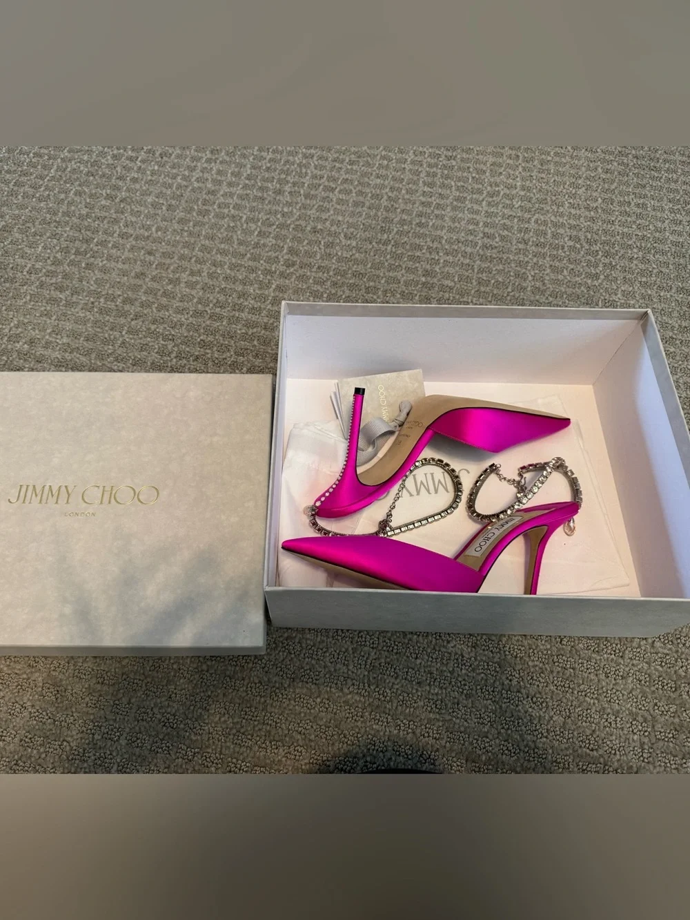 Jimmy Choo Saeda 100 mm Satin Heel. Size 38 - Picture 4 of 11